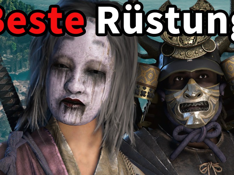Screenshot aus Assassin's Creed Shadows. Im Vordergrund sind Naoe und Yasuke mit legendären Kopfbedeckungen zu sehen. Dazu gibt es den Schriftzug 